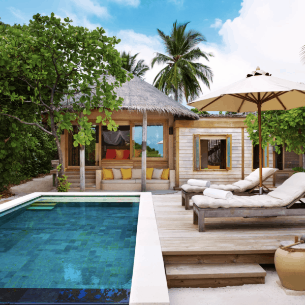 six senses laamu maldives family villa pool 2